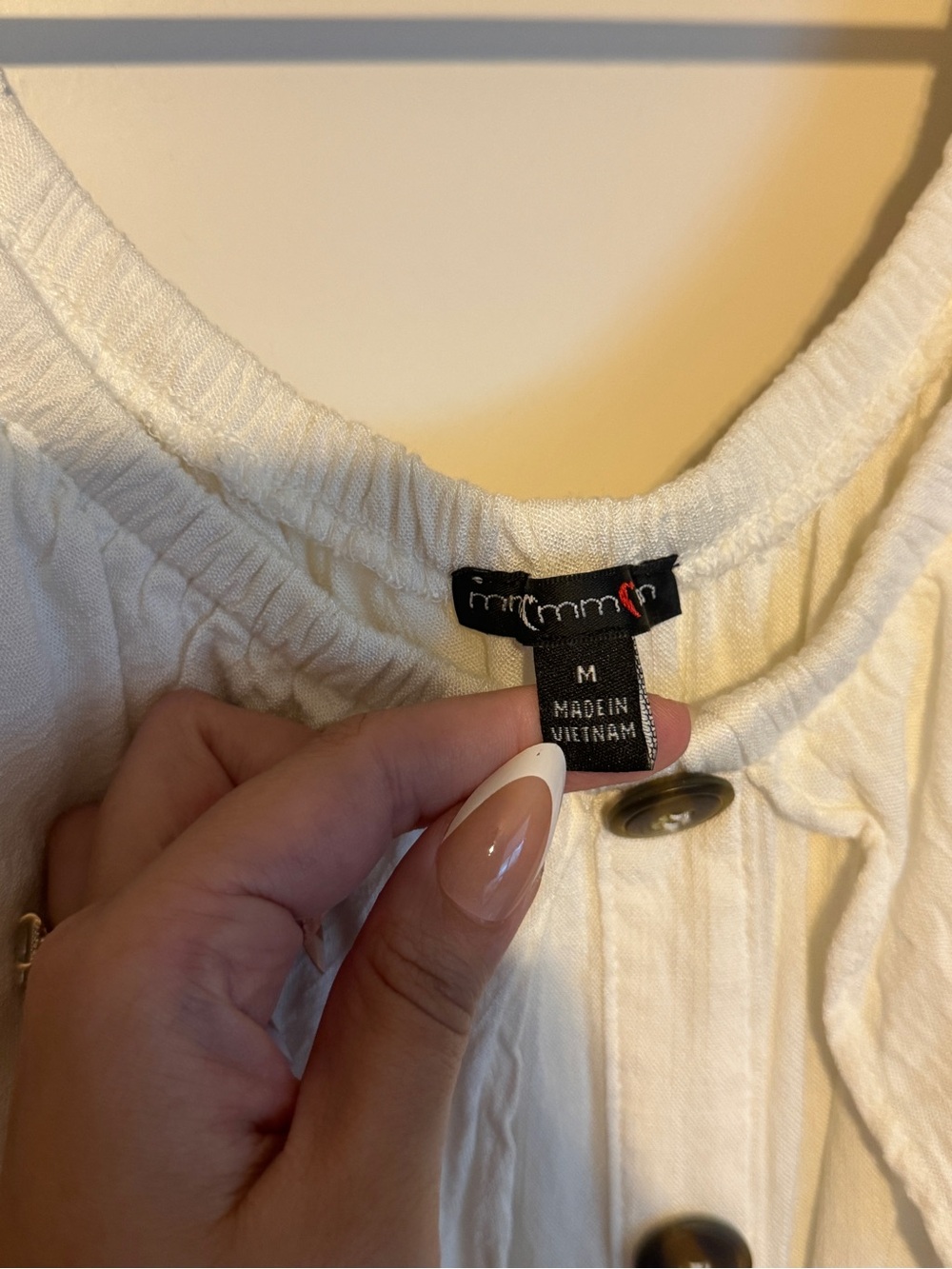 Button-Front White Ruffle Mini Dress - Picture 4 of 5